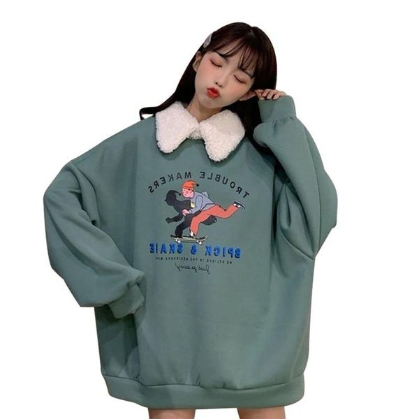 women's hoodies & sweatshirts autumn women long sleeve o neck cute streetwear cotton ladies clothes lamb wool lapel collar velvet apric, Black
women's hoodies & sweatshirts autumn women long sleeve o neck cute streetwear cotton ladies clothes lamb wool lapel collar velvet apric, Black