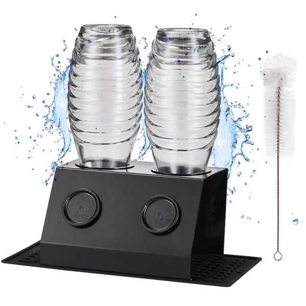 hooks & rails soda bottle holder with brush upside down drinking water stainless steel rack drip tray kitchen accessories
hooks & rails soda bottle holder with brush upside down drinking water stainless steel rack drip tray kitchen accessories