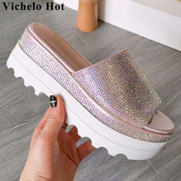 vichelo glitter crystals decoration slip on mules peep round toe high bottom wedges platform women sandals casual shoes l30, Black
vichelo glitter crystals decoration slip on mules peep round toe high bottom wedges platform women sandals casual shoes l30, Black