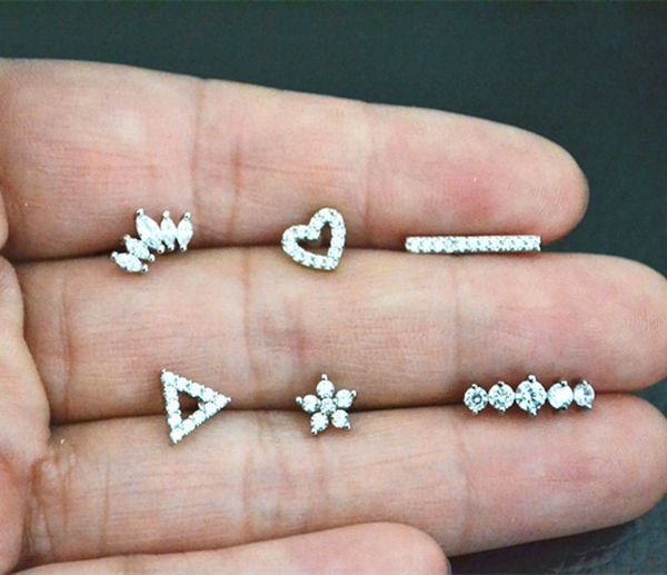 lot50pcs jewelry- shine cz ear studs/ helix bar upper body piercing tragus diath earring 16g heart flower, Silver
lot50pcs jewelry- shine cz ear studs/ helix bar upper body piercing tragus diath earring 16g heart flower, Silver