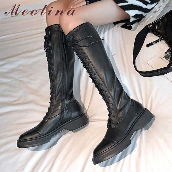 meotina women motorcycle boots shoes real leather flat platform lady long boots zipper cross tied knee high boots autumn brown 210608, Black
meotina women motorcycle boots shoes real leather flat platform lady long boots zipper cross tied knee high boots autumn brown 210608, Black