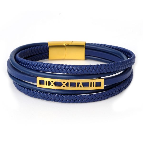 bangles bracelets popular stainless steel nameplate bracelet roman digital magnet buckle woven leather, Black
bangles bracelets popular stainless steel nameplate bracelet roman digital magnet buckle woven leather, Black