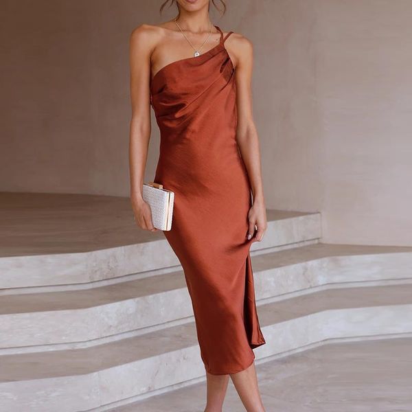 casual dresses summer sleeveless dress solid off-shoulder elegant slash open back slim with strap fashion 2021, Black;gray
casual dresses summer sleeveless dress solid off-shoulder elegant slash open back slim with strap fashion 2021, Black;gray