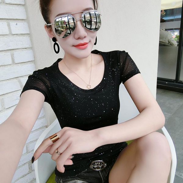 women's t-shirt europe summer net yarn bronzing t-shirts short sleeves solid color o neck women t shirt 2021 the, White
women's t-shirt europe summer net yarn bronzing t-shirts short sleeves solid color o neck women t shirt 2021 the, White