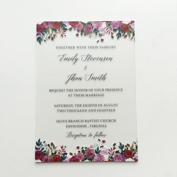 greeting cards 100 pieces per lot unique floral watercolor 5x7inch frosted acrylic wedding invitation card
greeting cards 100 pieces per lot unique floral watercolor 5x7inch frosted acrylic wedding invitation card