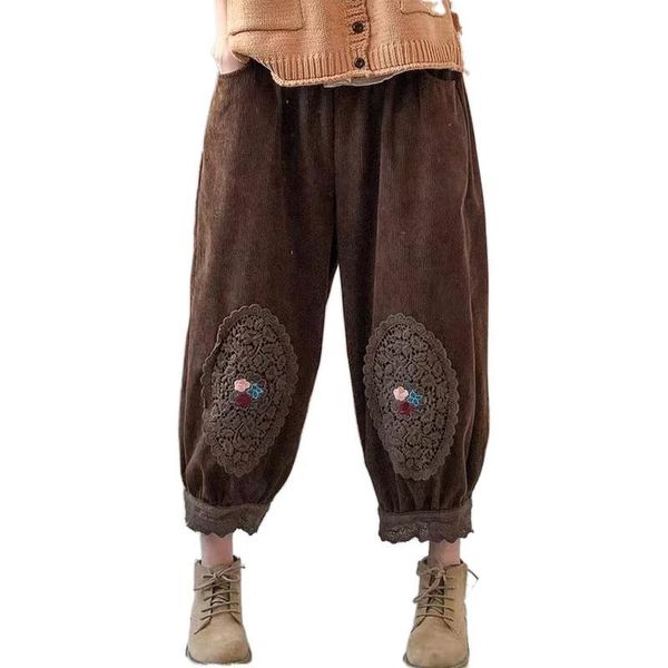 women's pants & capris qpfjqd ladies lace embroidery 2022 autumn spring loose retro women ankle-length elastic waist vintage harem trou, Black;white
women's pants & capris qpfjqd ladies lace embroidery 2022 autumn spring loose retro women ankle-length elastic waist vintage harem trou, Black;white