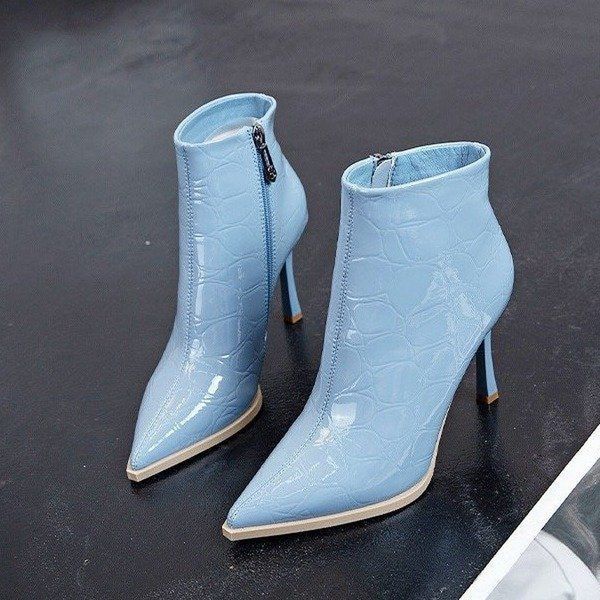 fhanchu 2022 patent leather women high heeled short bootsankle botasstone patternpointed toeside zipblackbluedropship, Black
fhanchu 2022 patent leather women high heeled short bootsankle botasstone patternpointed toeside zipblackbluedropship, Black
