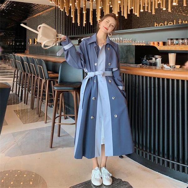 women's trench coats stitching contrast color windbreaker jacket mid-length style spring 2021 design sense coat, Tan;black
women's trench coats stitching contrast color windbreaker jacket mid-length style spring 2021 design sense coat, Tan;black