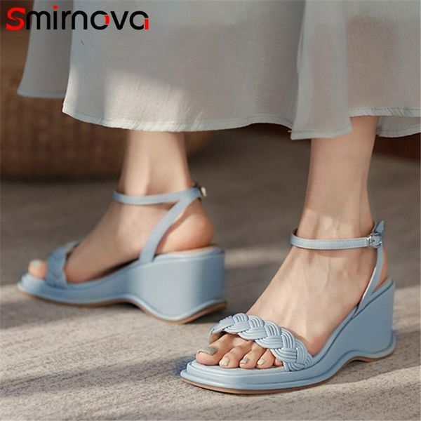 smirnova 2021 high heels wedges sandals women genuine leather shoes weave ankle buckle summer casual party woman dress, Black
smirnova 2021 high heels wedges sandals women genuine leather shoes weave ankle buckle summer casual party woman dress, Black