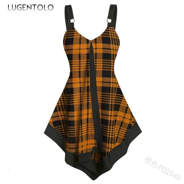 casual dresses lugentolo dress women summer plaid print sleeveless slim irregular large size ladies mini zba0, Black;gray
casual dresses lugentolo dress women summer plaid print sleeveless slim irregular large size ladies mini zba0, Black;gray