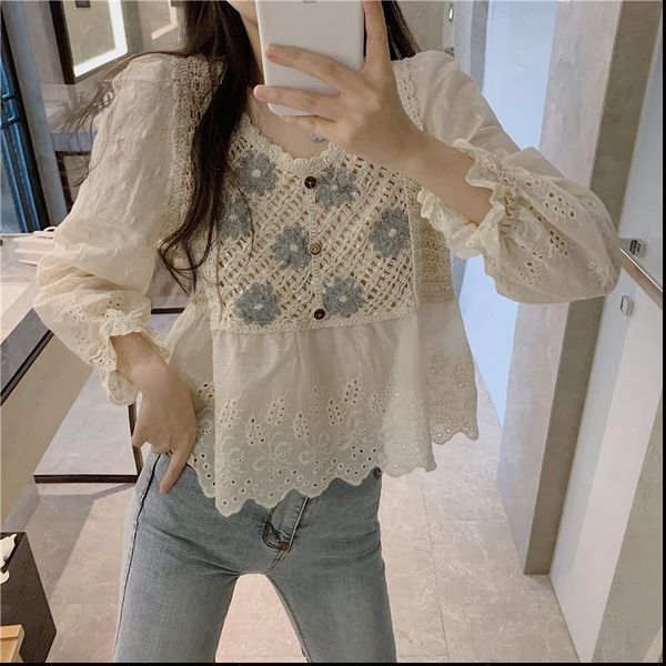 autumn design square collar womens blouses knitted stitching hollow loose long sleeved blouse clothing drop, White
autumn design square collar womens blouses knitted stitching hollow loose long sleeved blouse clothing drop, White