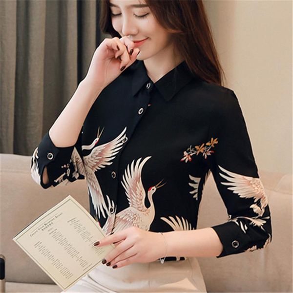 women's blouses & shirts vintage printed fashion women and 2021 long sleeve turn down neck chiffon office ladies loose blouse blusas, White
women's blouses & shirts vintage printed fashion women and 2021 long sleeve turn down neck chiffon office ladies loose blouse blusas, White