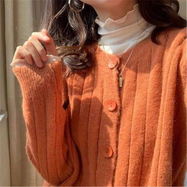 women's knits & tees single breasted loose woman knitwear fall lovely elegant girl sweater korean fashion sweaters women vintage orange, White
women's knits & tees single breasted loose woman knitwear fall lovely elegant girl sweater korean fashion sweaters women vintage orange, White