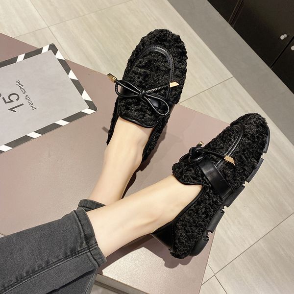 plush fur shoes woman 2021 spring slip on bow knot women shoes female solid round toe plus size ladies shoes flats a3t68, Black
plush fur shoes woman 2021 spring slip on bow knot women shoes female solid round toe plus size ladies shoes flats a3t68, Black