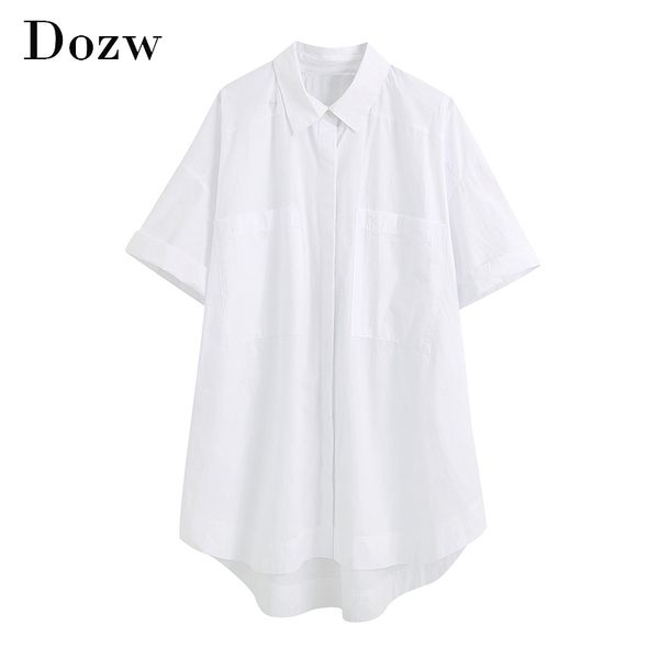 women loose white long blouse summer batwing short sleeve fashion cotton shirt pockets turn down collar ladies xs-l 210414
women loose white long blouse summer batwing short sleeve fashion cotton shirt pockets turn down collar ladies xs-l 210414