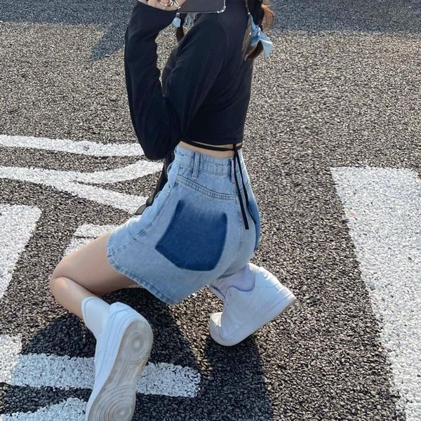 women's jeans high waist straight pants denim shorts women summer style thin pockets printed and dyed personality 2 colors, Blue
women's jeans high waist straight pants denim shorts women summer style thin pockets printed and dyed personality 2 colors, Blue