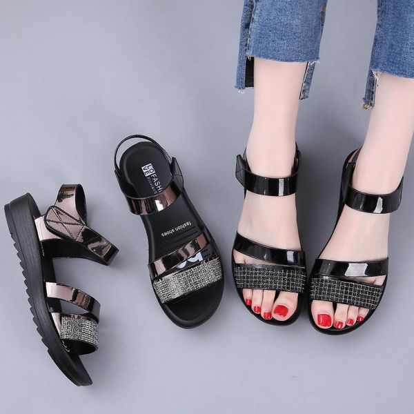 checkered crystal mirror microfiber creepers sandalias mujer open toe flats slippers silver narrow band platform sandals women, Black
checkered crystal mirror microfiber creepers sandalias mujer open toe flats slippers silver narrow band platform sandals women, Black