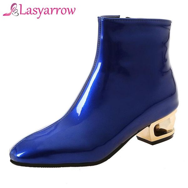 boots lasyarrow patent leather short ladies fashion chunky metal heels square toe ankle for women f825, Black
boots lasyarrow patent leather short ladies fashion chunky metal heels square toe ankle for women f825, Black