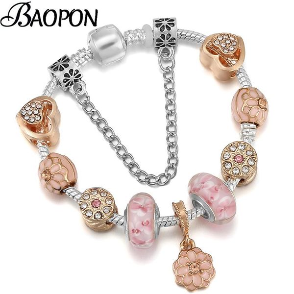charm bracelets 2021 trendy silver plated bracelet with pink flower pendant beads brand bangle for women handmade jewelry gift, Golden;silver
charm bracelets 2021 trendy silver plated bracelet with pink flower pendant beads brand bangle for women handmade jewelry gift, Golden;silver