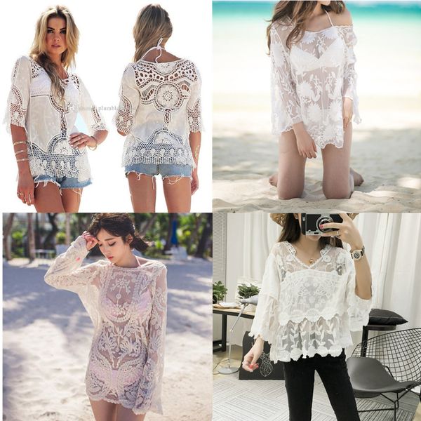 women's women bikini swimsuit cover-ups lace floral embroidery beach blouses crochet hollow sunscreen shirts swimwear cover u, White;black
women's women bikini swimsuit cover-ups lace floral embroidery beach blouses crochet hollow sunscreen shirts swimwear cover u, White;black