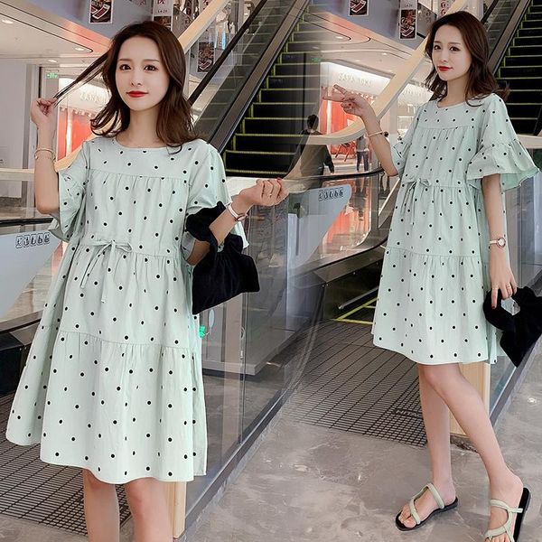 5551# maternity dress summer cotton o neck dot printing plus size short sleeves loose stylish pregnant women mom dresses, White
5551# maternity dress summer cotton o neck dot printing plus size short sleeves loose stylish pregnant women mom dresses, White