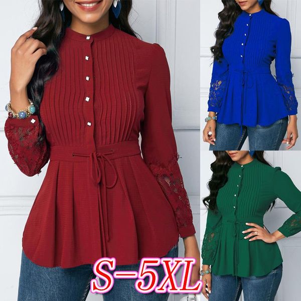 women's t-shirt fashion vintage elegant women shirts blouses spring autumn long sleeve lace panel crinkle chest peplum blouse casual la, White
women's t-shirt fashion vintage elegant women shirts blouses spring autumn long sleeve lace panel crinkle chest peplum blouse casual la, White