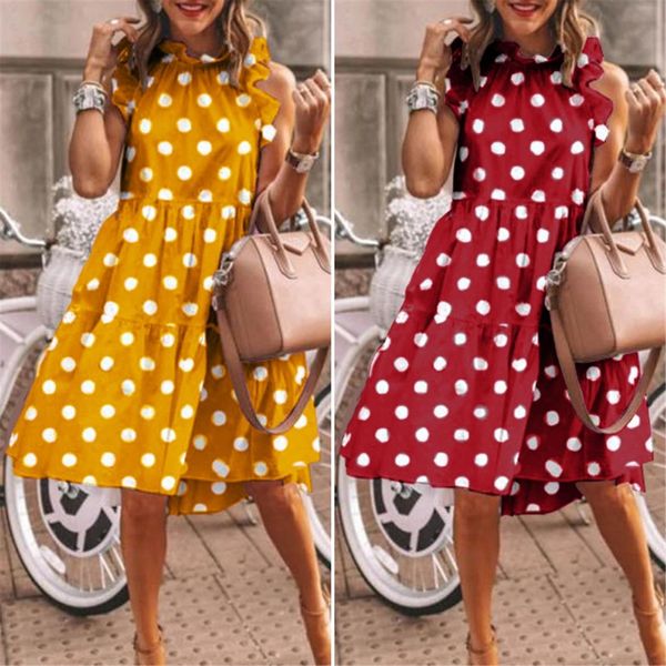 summer dot print sleeveless ruffles women dresses mini chiffon vintage holiday party robe vestidos, Black;gray
summer dot print sleeveless ruffles women dresses mini chiffon vintage holiday party robe vestidos, Black;gray