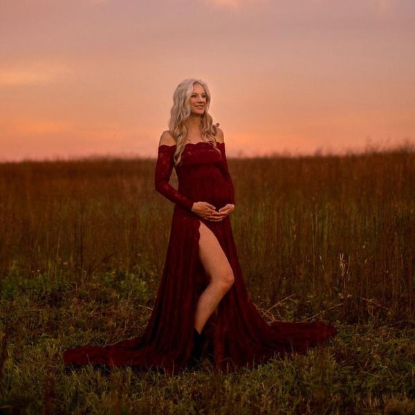 maternity dresses 2021 women long-sleeved lace stitching gauze pregnant fluttering tailing siamese long skirt pography, White
maternity dresses 2021 women long-sleeved lace stitching gauze pregnant fluttering tailing siamese long skirt pography, White