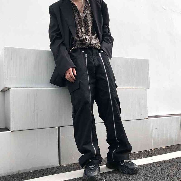 overalls high street casual trousers male zipper decorate straight oversize cargo pants hip hop baggy pants, Black
overalls high street casual trousers male zipper decorate straight oversize cargo pants hip hop baggy pants, Black