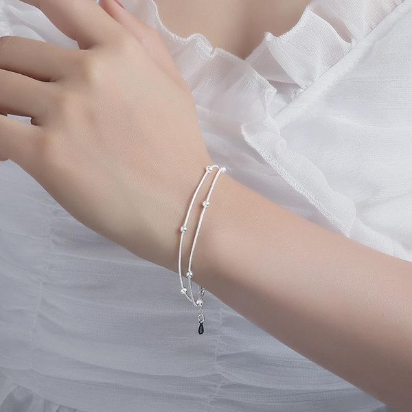 link, chain women jewelry small bead bracelet 2021 design silvery plating two layer snake for girl fine accessories, Black
link, chain women jewelry small bead bracelet 2021 design silvery plating two layer snake for girl fine accessories, Black
