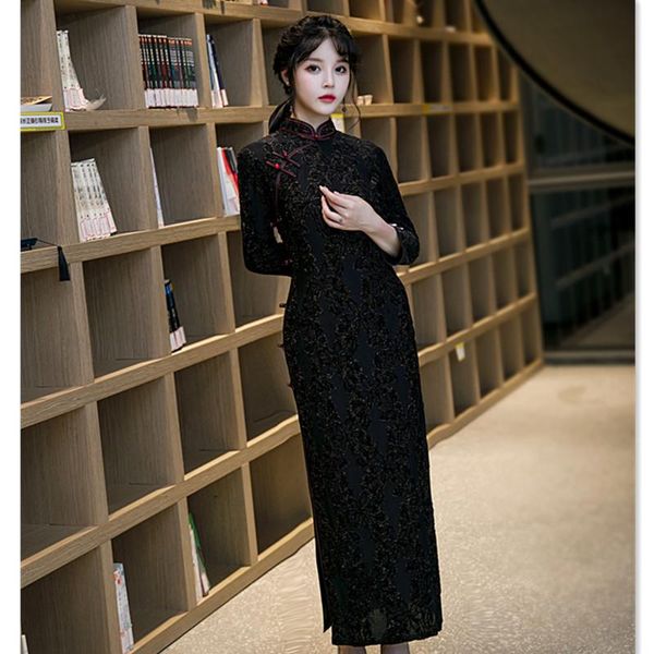 ethnic clothing black chinese velour dresses long bling floral cheongsams large size 3xl 4xl slim qipao elegant celebrity banquet vesti, Red
ethnic clothing black chinese velour dresses long bling floral cheongsams large size 3xl 4xl slim qipao elegant celebrity banquet vesti, Red