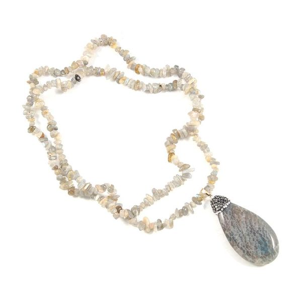 pendant necklaces fine necklace drop-shaped grey dragon bone agate plus gravel for charm jewelry gift length 80 cm, Silver
pendant necklaces fine necklace drop-shaped grey dragon bone agate plus gravel for charm jewelry gift length 80 cm, Silver