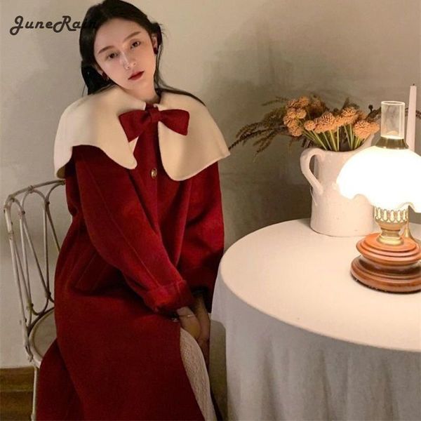 women's wool & blends junerain british style round collar woolen coat winter 2021 designer female bow cloak korean fashion sweet outwea, Black
women's wool & blends junerain british style round collar woolen coat winter 2021 designer female bow cloak korean fashion sweet outwea, Black