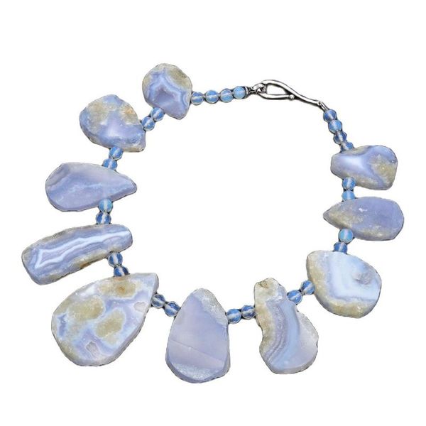 chokers jk drilled natural chalcedony blue lace agates white faceted opal necklace for women, Golden;silver
chokers jk drilled natural chalcedony blue lace agates white faceted opal necklace for women, Golden;silver