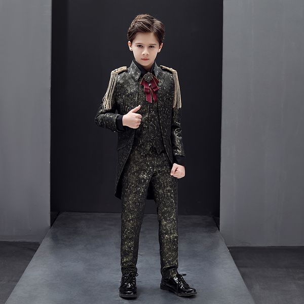 flower girl boy dress five-piece suit handsome childrens suit small suit host costume model catwalk childs clothes, Black
flower girl boy dress five-piece suit handsome childrens suit small suit host costume model catwalk childs clothes, Black