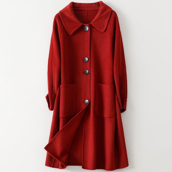 women's wool & blends coat women classic double-faced woolen single breasted female red winter, Black
women's wool & blends coat women classic double-faced woolen single breasted female red winter, Black