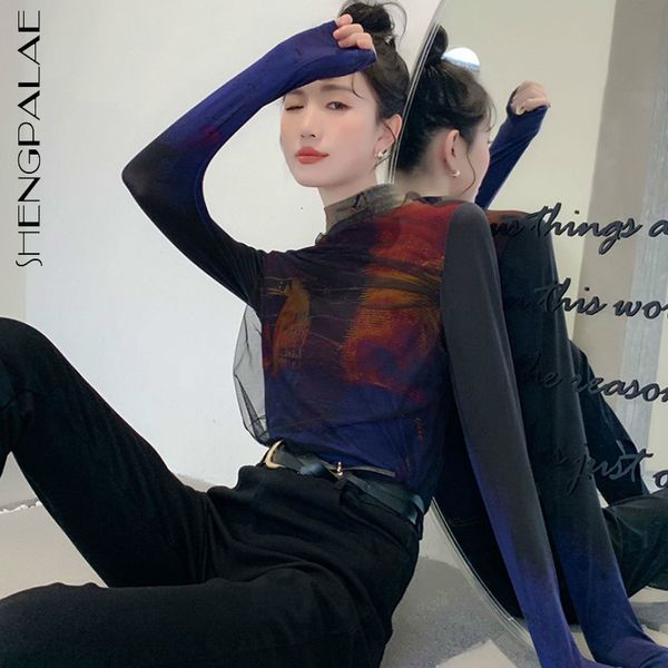 women's t-shirt mesh patchwork women's spring turtleneck long sleeve slim all match print female clothes 5b1013 122n, White
women's t-shirt mesh patchwork women's spring turtleneck long sleeve slim all match print female clothes 5b1013 122n, White