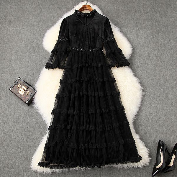 dresses spring for european and american women's wear seven - minute horn sleeve flower nail beaded v-neck fashion gauze dress fuqy, Black;gray
dresses spring for european and american women's wear seven - minute horn sleeve flower nail beaded v-neck fashion gauze dress fuqy, Black;gray