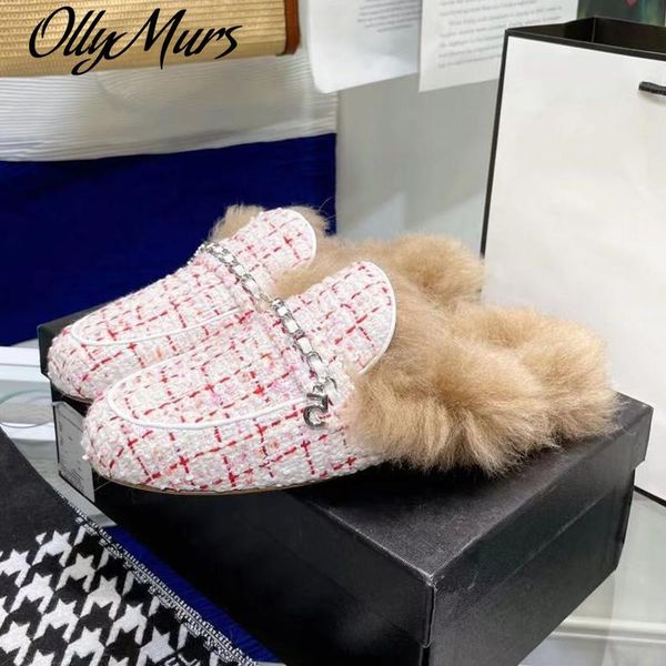 slippers ollymurs woolen cloth mules women winter wool luxury designer woman shoe chain decor round toe casual shoes, Black
slippers ollymurs woolen cloth mules women winter wool luxury designer woman shoe chain decor round toe casual shoes, Black