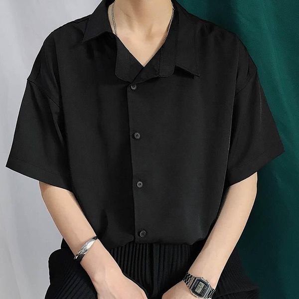men's casual shirts incerun fashion men shirt lapel short sleeve breathable clothing 2021 solid color button streetwear camisas s-5xl, White;black
men's casual shirts incerun fashion men shirt lapel short sleeve breathable clothing 2021 solid color button streetwear camisas s-5xl, White;black