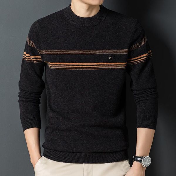 men's sweaters autumn and winter 100% pure wool round neck sweater striped knitted bottomed, White;black
men's sweaters autumn and winter 100% pure wool round neck sweater striped knitted bottomed, White;black