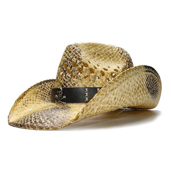 cloches luckylianji summer vintage retro women men's wide brim straw beach cowboy cowgirl western hat hollow out skull leather band 58c, Blue;gray
cloches luckylianji summer vintage retro women men's wide brim straw beach cowboy cowgirl western hat hollow out skull leather band 58c, Blue;gray