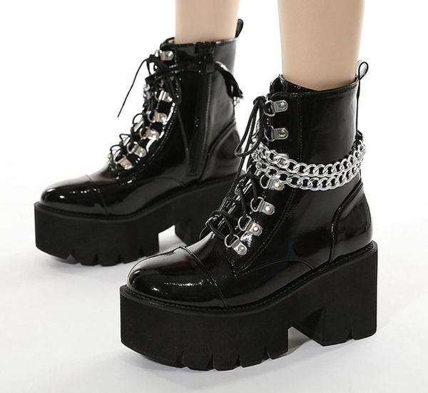 boots 2021 large size women's chain thick-soled platform shoes thick high-heeled ankle leather, Black
boots 2021 large size women's chain thick-soled platform shoes thick high-heeled ankle leather, Black