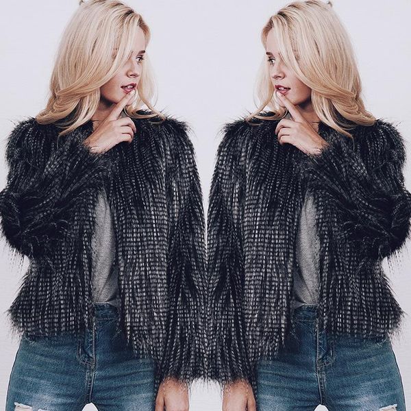 women's jackets casual autumn winter faux fur coat women elegant fluffy jacket warm short female outwear manteau fourrure, Black;brown 
women's jackets casual autumn winter faux fur coat women elegant fluffy jacket warm short female outwear manteau fourrure, Black;brown