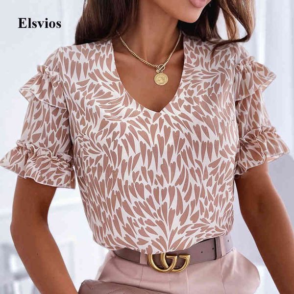 women's blouses & shirts 2021 summer v neck lady shirt blouse casual short sleeve ruffle blusa fashion office women prin, White
women's blouses & shirts 2021 summer v neck lady shirt blouse casual short sleeve ruffle blusa fashion office women prin, White