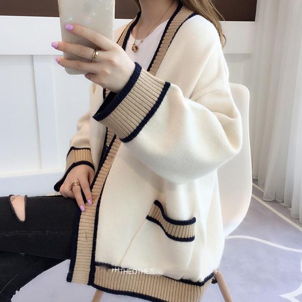 women's knits & tees cardigan knitted korean fashion stripe wool sweater for women winter long sleeve v-neck casual knitwear coats fema, White
women's knits & tees cardigan knitted korean fashion stripe wool sweater for women winter long sleeve v-neck casual knitwear coats fema, White