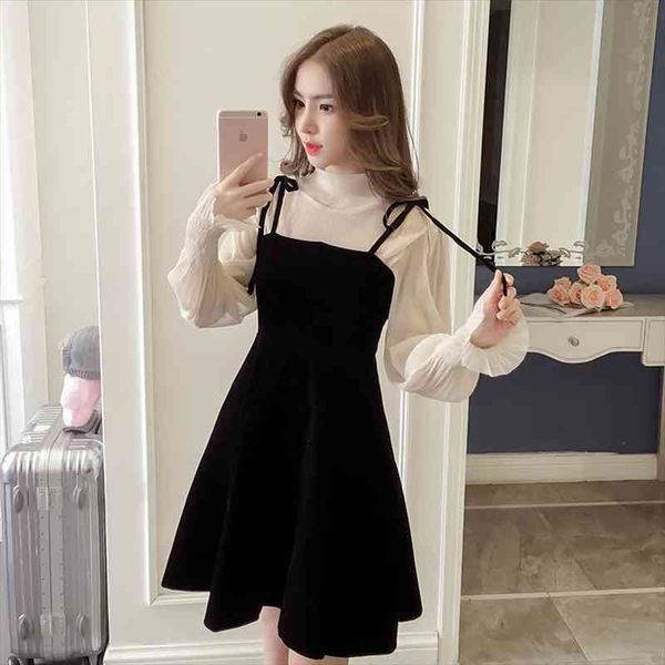 spring elegant two piece dress for women winter korean a-line o-neck and black sundress streetwear dress vestidos, Black;gray
spring elegant two piece dress for women winter korean a-line o-neck and black sundress streetwear dress vestidos, Black;gray