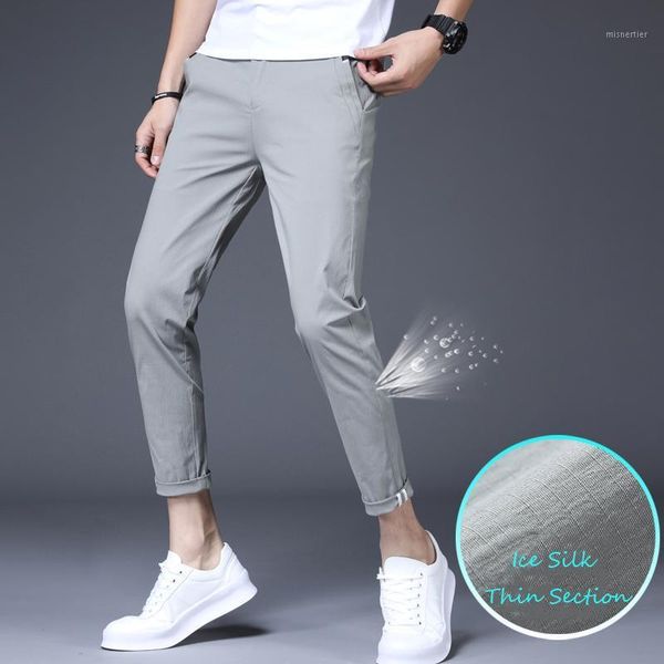 ultra thin ice silk pants summer home travel nine point men's lightweight breathable business casual trousers, Black
ultra thin ice silk pants summer home travel nine point men's lightweight breathable business casual trousers, Black