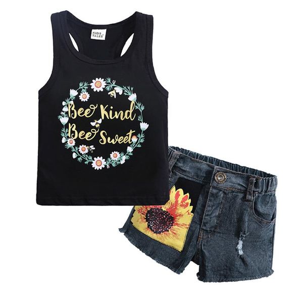 sunflower baby girl set clothes toddler girls boys letter print vest +sunflower denim shorts sleeveless outfit clothing sets, White
sunflower baby girl set clothes toddler girls boys letter print vest +sunflower denim shorts sleeveless outfit clothing sets, White