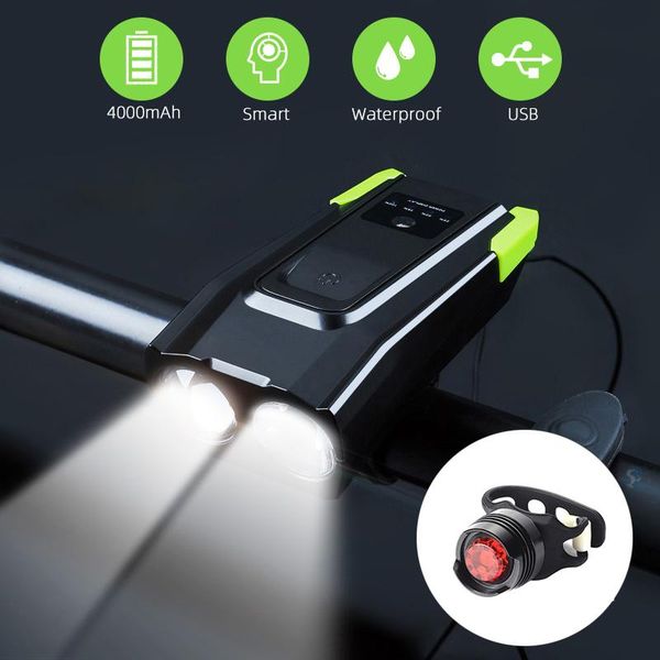 4000mah smart induction bicycle front light usb rechargeable 800 lumen led head with horn bike lamp cycling lights
4000mah smart induction bicycle front light usb rechargeable 800 lumen led head with horn bike lamp cycling lights